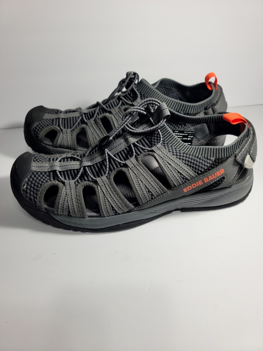 Eddie Bauer Men’s Grey Sport Sandals with Orange Accents